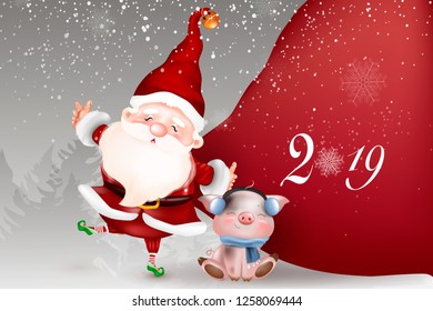 Christmas Cute, Santa clause for winter and new year holidays. Happy Santa Claus cartoon character