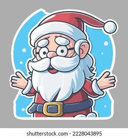 Christmas cute santa, xmas surprised Santa stickers collection. New-year holidays