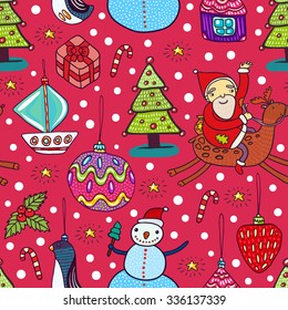Christmas cute seamless pattern.