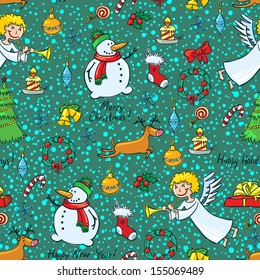 Christmas cute seamless pattern with angel