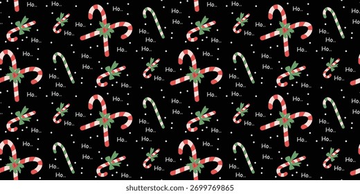 Christmas cute seamless pattern with bows, Candy Cane. Xmas coquette retro. Vintage elegant trendy background. Perfect for fabric, wallpaper, decor, wrapping