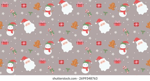 Christmas cute seamless pattern. Xmas coquette retro. Vintage elegant trendy background. Perfect for fabric, wallpaper, decor, wrapping