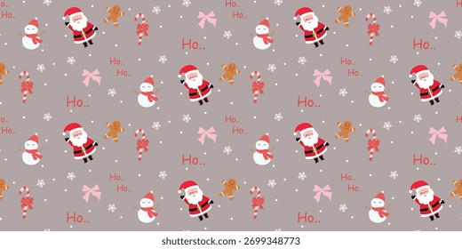 Christmas cute seamless pattern. Xmas coquette retro. Vintage elegant trendy background. Perfect for fabric, wallpaper, decor, wrapping