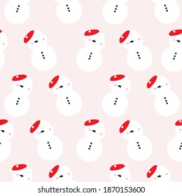 Christmas cute snowman seamless pattern vector