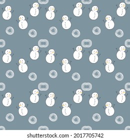 Christmas cute snowman seamless pattern vector