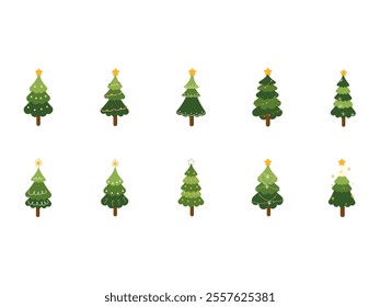 Christmas Cute Tree Element Set 