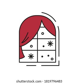 Christmas cute window icon on white background. Vector illustration.
