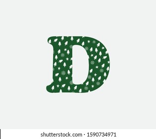 Christmas D Letter Logo icon. D Vector design concept christmas letter material logo icon for initial banner, poster.