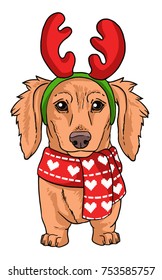 Christmas dachshund art