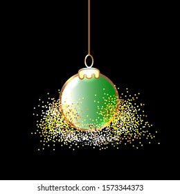 Christmas dark background with christmas ball. Vector Illustration. Eps10