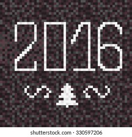 Christmas dark background mosaic 2016. Vector illustration.