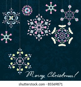 Christmas dark background with snowflakes
