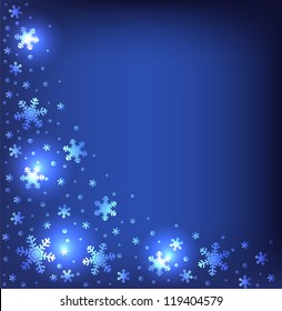Christmas dark blue background with shiny snowflakes. EPS 10