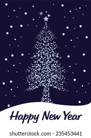 Christmas dark blue background with Christmas Tree made of star Vector
