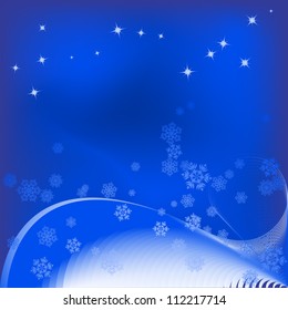 Christmas dark blue night background with snowflakes and a copy space. Vector. eps 10