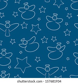 Christmas dark blue pattern angels of a star