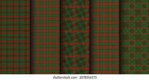 Christmas Dark Style Seamless Pattern Design Bundle. Vector Illustration