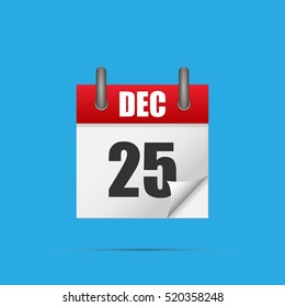 Christmas date - 25 december. Modern calendar icon