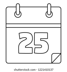 Christmas date calendar icon. Outline christmas date calendar vector icon for web design isolated on white background