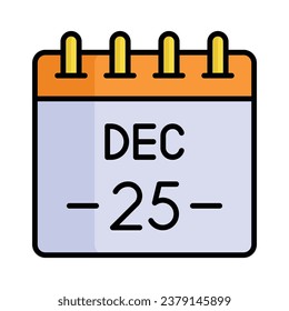 Fecha de Navidad en calendario, calendario navideño diseño vectorial