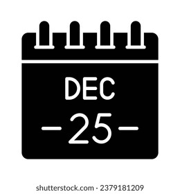 Fecha de Navidad en calendario, calendario navideño diseño vectorial