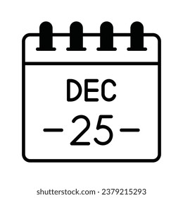 Fecha de Navidad en calendario, calendario navideño diseño vectorial