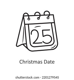 Christmas Date vector outline Icon Design illustration. Holiday Symbol on White background EPS 10 File