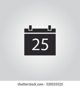 Christmas day, 25 December, twenty five calendar icon vector illustration, can be used for web and design