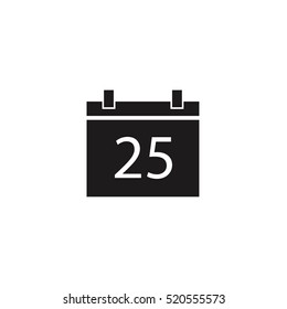 Christmas day, 25 December, twenty five calendar icon vector illustration, can be used for web and design