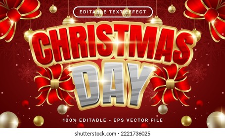 christmas day 3d text effect and editable text effect with christmas background