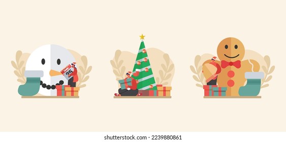 Christmas Day All Happy Flat Bundle Design