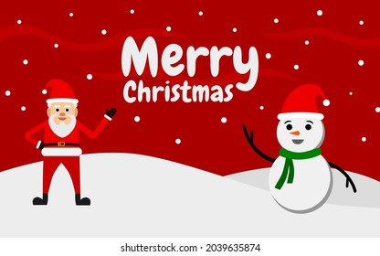 christmas day background design. cartoon santa claus and snowman. design for promotion.