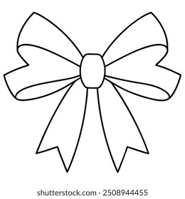 Christmas Day Bow Icon: Vector, Line Art, Silhouette, and Color Illustration