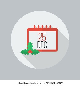 Christmas day calendar Flat Icon With Long Shadow