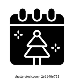 Christmas day calendar icon creatively designed in glyph style
