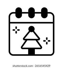 Christmas day calendar icon creatively designed in glyph style