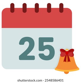 Christmas day calendar icon isolated on white background.