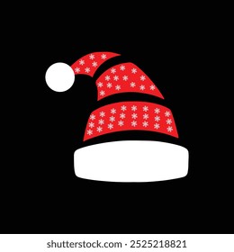Christmas Day Cap Red and White Vector Illustration With Background Black