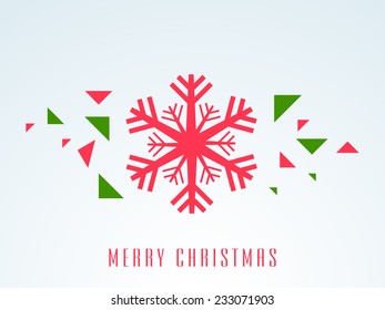 Christmas Day celebration with beautiful snowflake and stylish text on abstract blue background.