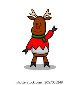 christmas day deer cartoon design. cute deer illustration design. designs for children's books and stickers.