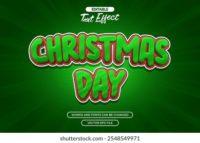 Christmas day editable text effect with green background