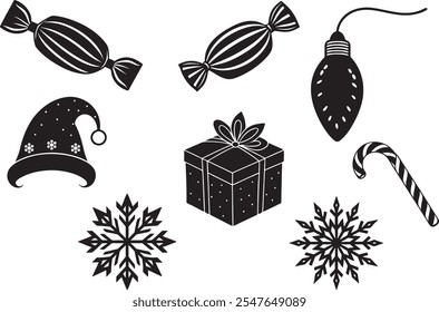 Christmas Day Elements design silhouette vector illustration