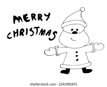 Christmas Day Every Year - Santa Claus and lettering Merry Christmas