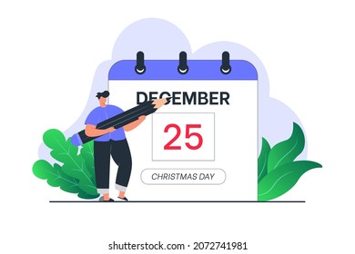 Christmas Day Flat Character Concept Illustration