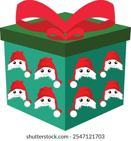 Christmas day gift image with santaclaus hat ornament smiley face