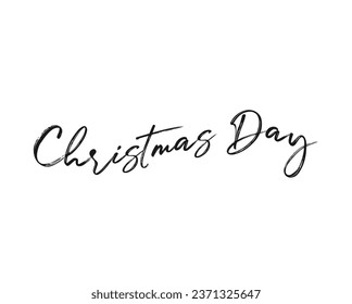 Christmas Day hand lettering calligraphy. Merry Christmas script calligraphy . Creative typography for Holiday greeting cards. Hand drawn modern brush calligraphy isolated on white background.