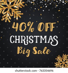 Christmas day and Happy New Year discount sale vector illustration banner.