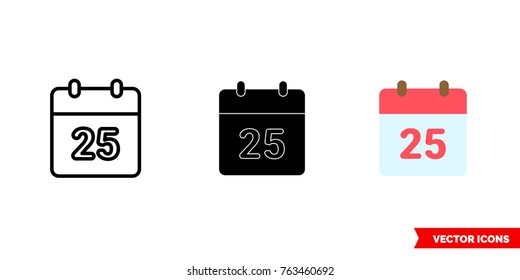 Christmas day icon of 3 types: color, black and white, outline. Isolated vector sign symbol.