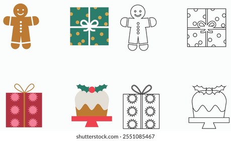 A "Christmas Day Icon" is a festive, versatile design featuring holiday-themed elements like trees, bells, gifts, and stars. Perfect for apps, websites, and greeting cards, this scalable vector adds 