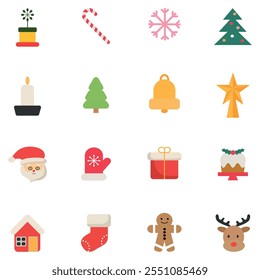 A "Christmas Day Icon" is a festive, versatile design featuring holiday-themed elements like trees, bells, gifts, and stars. Perfect for apps, websites, and greeting cards, this scalable vector adds 